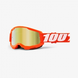 Maschera 100% STRATA 2 ARANCIONE lente specchiata oro Motocross Enduro Mtb