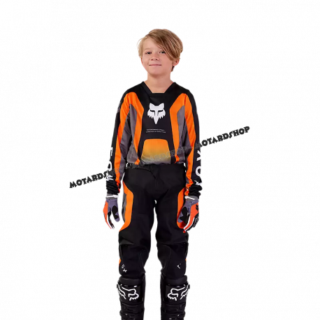 Completo motocross FOX 180 BALLAST BAMBINO 2024 grigio arancione enduro quad