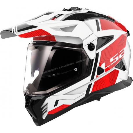 CASCO LS2 MX702 PIONEER 2 HILL bianco rosso enduro stradale