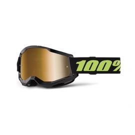 Maschera 100% STRATA 2 SOLAR ECLIPSE lente specchiata oro Motocross Enduro Mtb