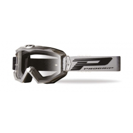  Maschera PROGRIP 3201 atzaky argento lente chiara motocross enduro mtb