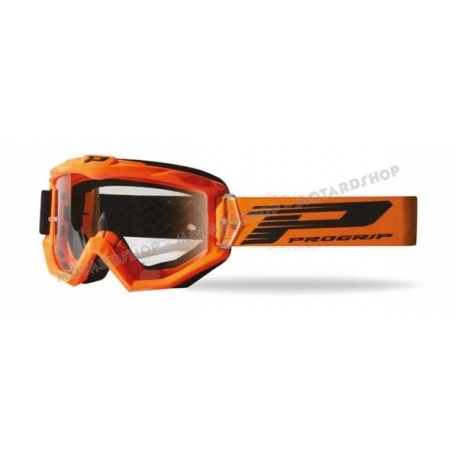  Maschera PROGRIP 3201 atzaky arancione lente chiara motocross enduro mtb