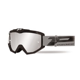  Maschera PROGRIP 3201 atzaky nera lente specchiata argento motocross enduro mtb