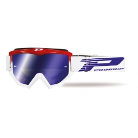 Maschera PROGRIP 3201 atzaky rosso bianca lente specchiata blu motocross enduro mtb