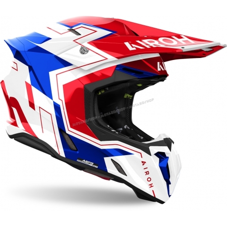 CASCO AIROH TWIST 3 DIZZY bianco blu rosso motocross, enduro quad