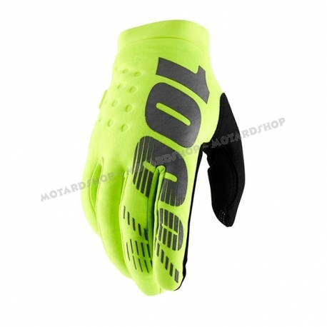 100% BRISKER Giallo Fluo Guanto invernale in Neoprene Motocross Enduro Mtb