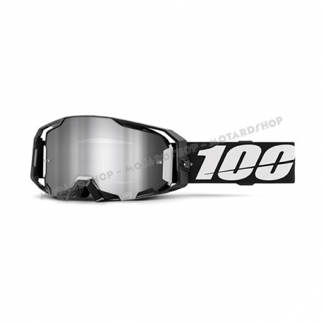 Maschera 100% ARMATIC nera lente specchiata argento Motocross Enduro Mtb