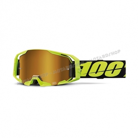 Maschera 100% ARMATIC giallo fluo lente specchiata oro Motocross Enduro Mtb