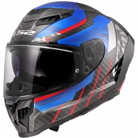 Casco Integrale LS2 FF807 DRAGON TRAX CARBON blu rosso moto da strada 