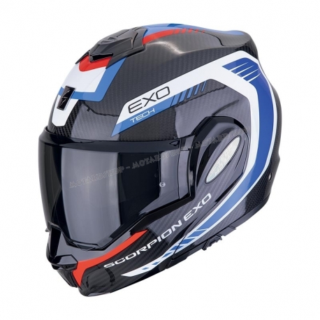 Casco SCORPION EXO-TECH EVO CARBON COSY nero blu rosso moto strada granturismo